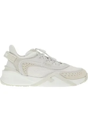 Fendi Buty, Kobieta, Biały, 36 EU, Sneakersy z cholewką i teksturą podeszwy
