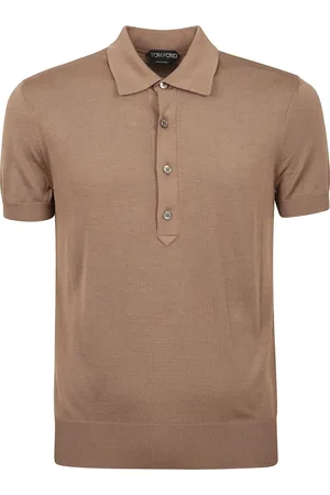 Tom Ford Koszulki, Mężczyzna, brązowy, M, Polo z krótkim rękawem dzianina