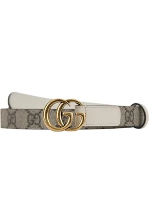 Gucci Akcesoria, Mężczyzna, Beżowy, 115 CM, Skóra, Skórzany pasek z logo GG