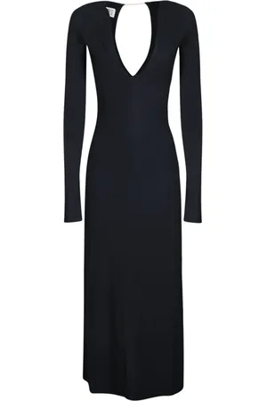 Maison Margiela Sukienki, Kobieta, Czarny, M, Czarna Elegancka Sukienka z Dekoltem w Serek