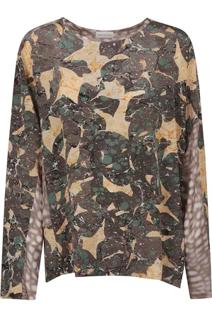 DRIES VAN NOTEN Bluzki, Kobieta, brązowy, M, Brązowa Jedwabna Koszula Elegancki Styl