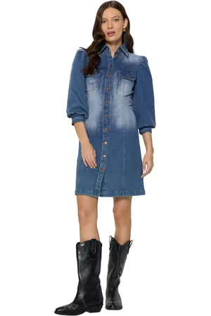 BIZUU Sukienki, Kobieta, Niebieski, S, Niebieska sukienka jeansowa mini Nigana