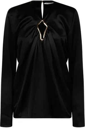 Lanvin Bluzki, Kobieta, Czarny, 2XS, Czarna Bluzka z Metalicznym Detalem