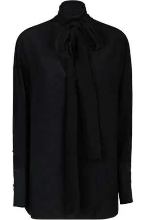 Givenchy Bluzki, Kobieta, Czarny, S, Czarna jedwabna bluzka z lavalliere