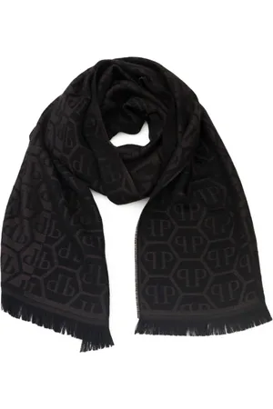 Philipp Plein Akcesoria, Mężczyzna, brązowy, ONE SIZE, Brązowy Szalik z Logo All-Over