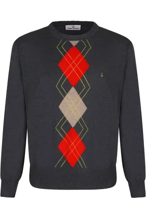 Vivienne Westwood Swetry, Mężczyzna, Szary, M, Ciemnoszara Sweter z Geometrycznymi Wstawkami