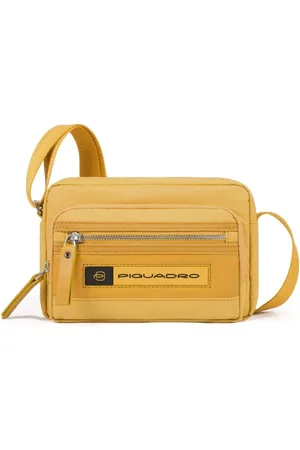 Piquadro Torebki, Kobieta, Żółty, ONE SIZE, Len, Recyklingowy Bio Crossover Kamera Żółty Unisex
