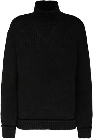 Tom Ford Swetry, Kobieta, Czarny, M, Czarny Sweter z Alpaki z Golfem