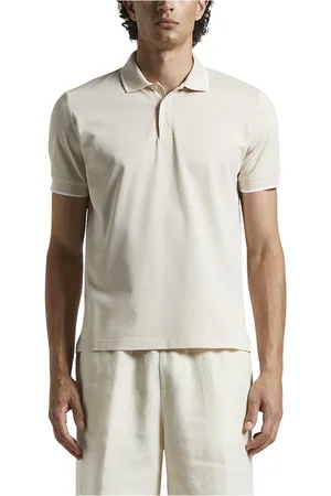 PESERICO SIGN Koszulki, Mężczyzna, Beżowy, M, Lekki polo shirt z piki Supima bawełny