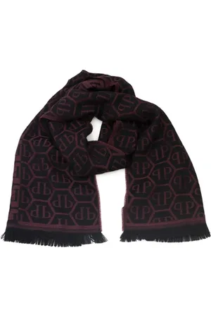 Philipp Plein Akcesoria, Mężczyzna, Czerwony, ONE SIZE, Szal Logo All Over Viola