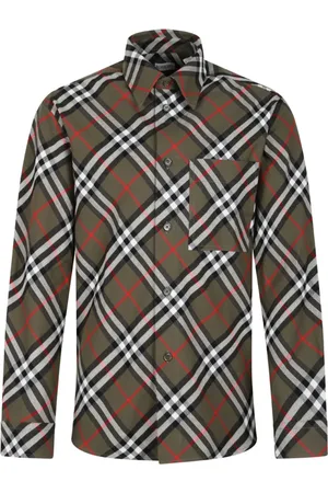 Burberry Koszule, Mężczyzna, brązowy, M, Koszula w Kratę w Ciemnozielonym