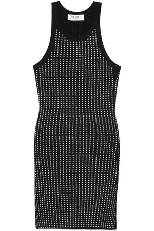 The Attico Sukienki, Kobieta, Czarny, 2XS, Czarna Sukienka Midi Elegancki Wielofunkcyjny Styl