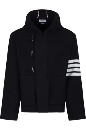 Thom Browne Swetry, Mężczyzna, Niebieski, 2XL, Niebieska Kurtka z Kapturem i Paskiem