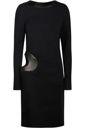 Tom Ford Sukienki, Kobieta, Czarny, S, Czarna Skórzana Sukienka z Wycięciami