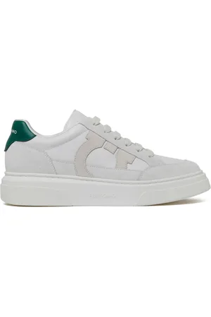 Salvatore Ferragamo Buty, Mężczyzna, Biały, 41 1/2 EU, Białe Zielone Buty Sportowe Cassina