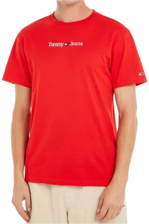 Tommy Hilfiger Koszulki, Mężczyzna, Czerwony, S, Bawełna, Klasyczny Czerwony Bawełniany T-shirt