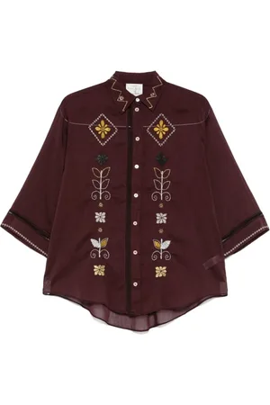 FORTE FORTE Bluzki, Kobieta, brązowy, M, Elegancka Koszula Bordeaux Damska