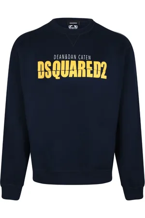 Dsquared2 Bluzy, Mężczyzna, Niebieski, L, Navy Logo Print Sweatshirt