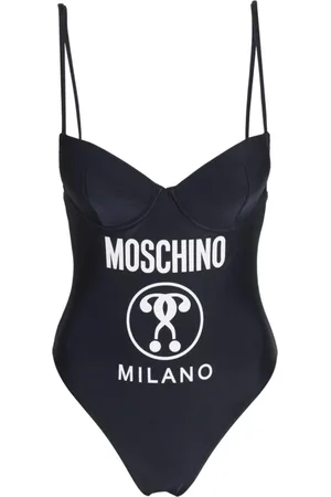 Moschino Stroje kąpielowe, Kobieta, Czarny, M, Kostium kąpielowy Logo Milano z fiszbiną