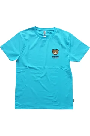 Moschino Koszulki, Mężczyzna, Niebieski, L, Bawełna, Logo Stretch Jersey z Bawełny w Niebieskim
