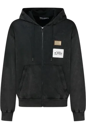Dolce & Gabbana Bluzy, Mężczyzna, Czarny, M, Czarny Wielokolorowy Bluza z Logo
