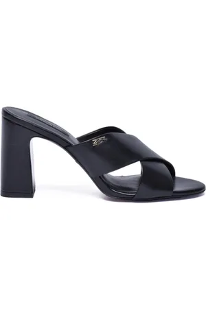 Patrizia Pepe Buty, Kobieta, Czarny, 36 EU, Skórzany Mule Sandał z Obcasem 10cm