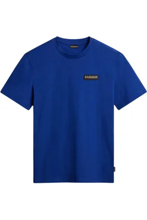 Napapijri Koszulki, Kobieta, Niebieski, L, Niebieski Bawełniany T-shirt z Krótkim Rękawem