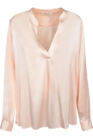 BLANCA Bluzki, Kobieta, Różowy, XS, Różowy Top Z Jedwabno-Mieszanki Elegancki Styl