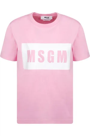 Msgm Koszulki, Kobieta, Różowy, M, Różowa T-shirt z nadrukiem logo