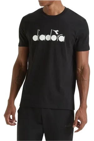 Diadora Koszulki, Mężczyzna, Czarny, S, Czarna Bawełniana Koszulka z Logo
