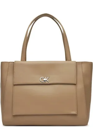 Calvin Klein Torebki, Kobieta, Beżowy, ONE SIZE, Poliester, Eko-skórzana torba Shopper