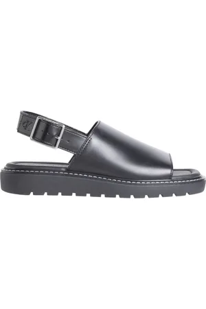 Calvin Klein Buty, Kobieta, Czarny, 37 EU, Czarne płaskie sandały dla kobiet