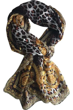 VERSACE Akcesoria, Kobieta, Wielobarwność, ONE SIZE, Jedwabny Wielokolorowy Szal Barokowy w Pudełku na Prezent