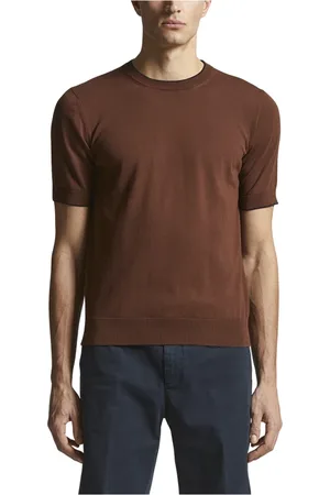 PESERICO SIGN Swetry, Mężczyzna, brązowy, L, Czysty bawełniany t-shirt