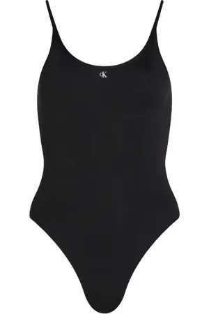 Calvin Klein Stroje kąpielowe, Kobieta, Czarny, S, Nylon, Strój Kąpielowy Scoop One Piece