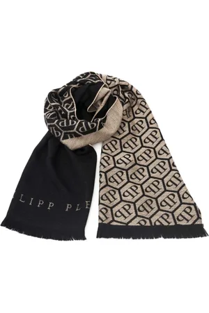 Philipp Plein Akcesoria, Mężczyzna, Wielobarwność, ONE SIZE, Szalik Unisex Logo all over Szary