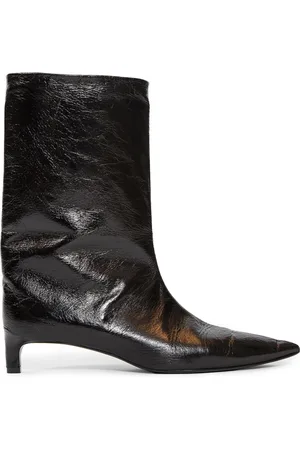 Jil Sander Buty, Kobieta, Czarny, 39 EU, Len, Czarny Teksturowany Wysoki But