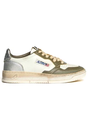 Autry Buty, Kobieta, Wielobarwność, 38 EU, Eleganckie Białe/Zielone/Srebrne Sneakersy