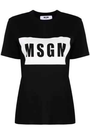 Msgm Koszulki, Kobieta, Czarny, S, Czarna koszulka z nadrukiem logo