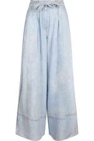 ZIMMERMANN Jeansy, Kobieta, Niebieski, M, Denim, Jeansyy z szerokimi nogawkami i kontrastowymi szwami