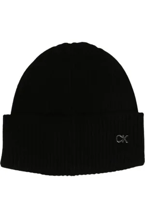 Calvin Klein Akcesoria, Kobieta, Czarny, ONE SIZE, Czarna Czapka Beanie z Logo
