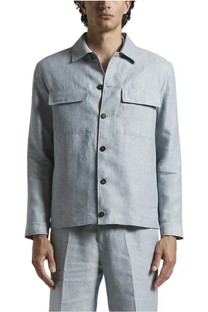 PESERICO SIGN Kurtki, Mężczyzna, Niebieski, M, Ermenegildo Zegna czysta lniana koszula oversize