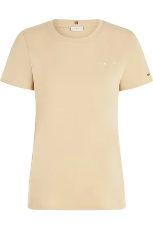 Tommy Hilfiger Koszulki, Kobieta, Beżowy, M, Stylowe Swetry Kolekcja