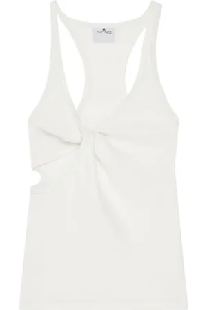 Courrèges Koszulki, Kobieta, Biały, M, Biała Tank Top z Detalem Skrętu