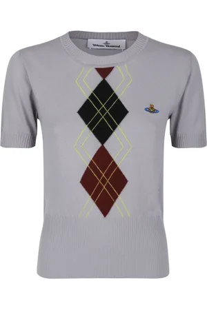 Vivienne Westwood Swetry, Kobieta, Szary, L, Jasnoszary Sweter w Kratę