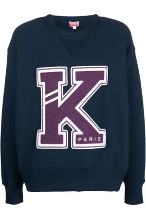 Kenzo Bluzy, Mężczyzna, Niebieski, S, Niebieski Sweter College z Przesadą