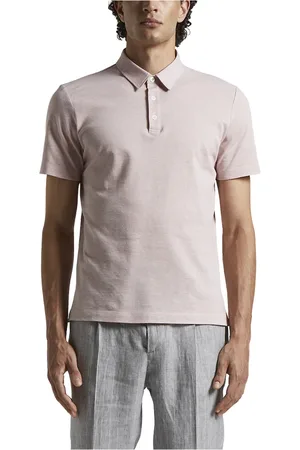 PESERICO SIGN Koszulki, Mężczyzna, Różowy, 2XL, Bawełniany melanżowy polo z dzianiny piqué