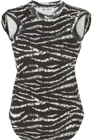 The Attico Koszulki, Kobieta, Czarny, M, Zebra Print Czarny Top