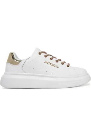 Roberto Cavalli Buty, Kobieta, Biały, 38 EU, Białe Skórzane Sneakers Model Ursa