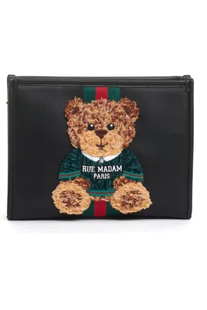 RUE MADAM Torebki, Kobieta, Czarny, ONE SIZE, Czarna Kopertówka z Teddy